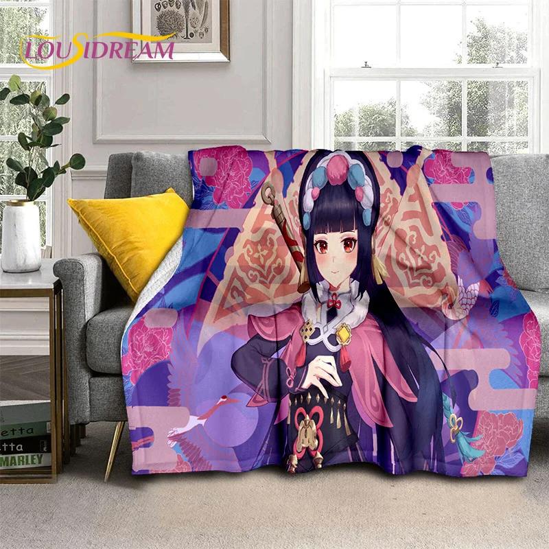 3D милый Genshin Impact мультфильм игра мягкий фланелевый плед для кровати спальни дивана пикника, плед для отдыха на свежем воздухе сон подарок
