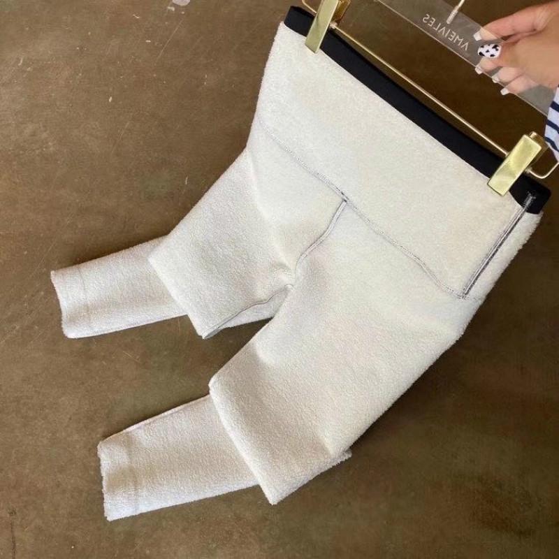 Осенне-зимние женские плюшевые теплые брюки больших размеров, модные высокоэластичные леггинсы