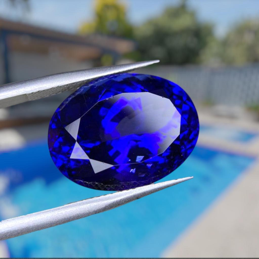 Huge Size Deep Blue Top Color Eye Clean Tanzanite Gemstone, Loose Oval Cut Gemstone.