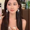 Alloy Tasse Earring Crystal Long Chain Earrings Fashion Dangle Earrings