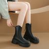 Женские ботильоны на платформе, модные женские ботильоны с толстой подошвой и круглым носком, короткие ботинки, зимние мотоциклетные ботинки Bottine