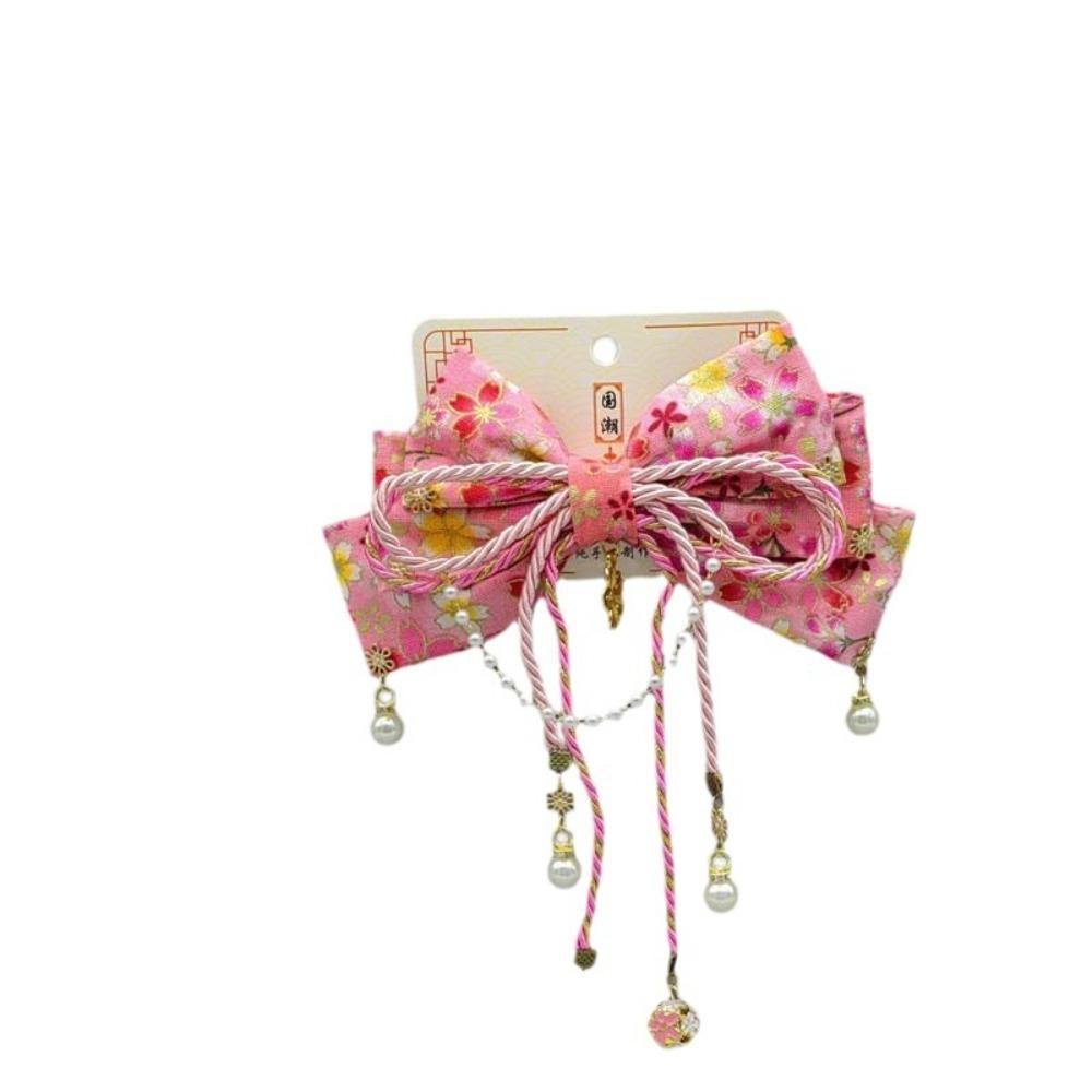 Japanese Style Kimono Barrettes Sweet Bowknot Hair Clip Creative Side Clip  Girl