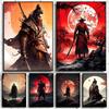 Японский самурай Абстрактное искусство Холст Живопись Самурай Постеры и Принты Настенное искусство Картинки для Домашнего Настенного Декора Художественные Картины