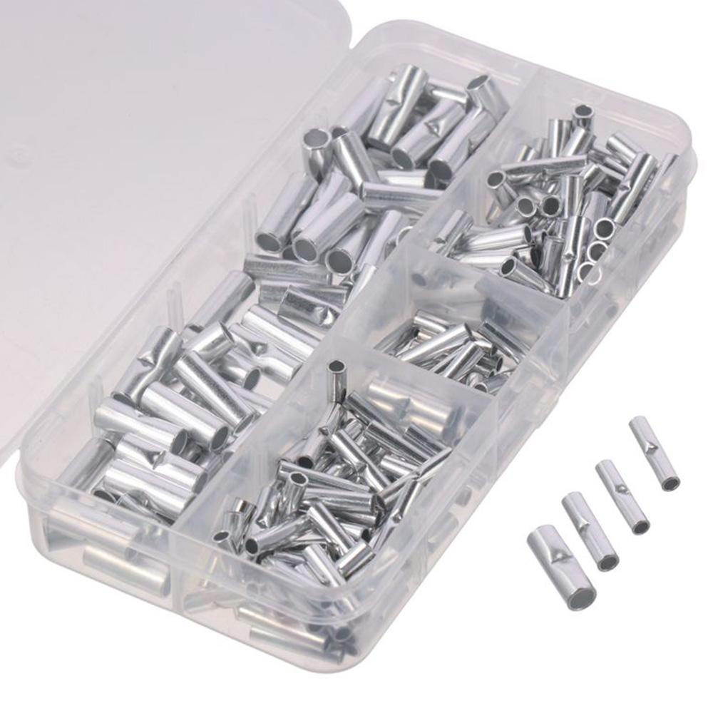 200pcs Tinned Copper Non Insulated Butt Connectors Kit Metal Uninsulated Crimp Wire Connectors DIY