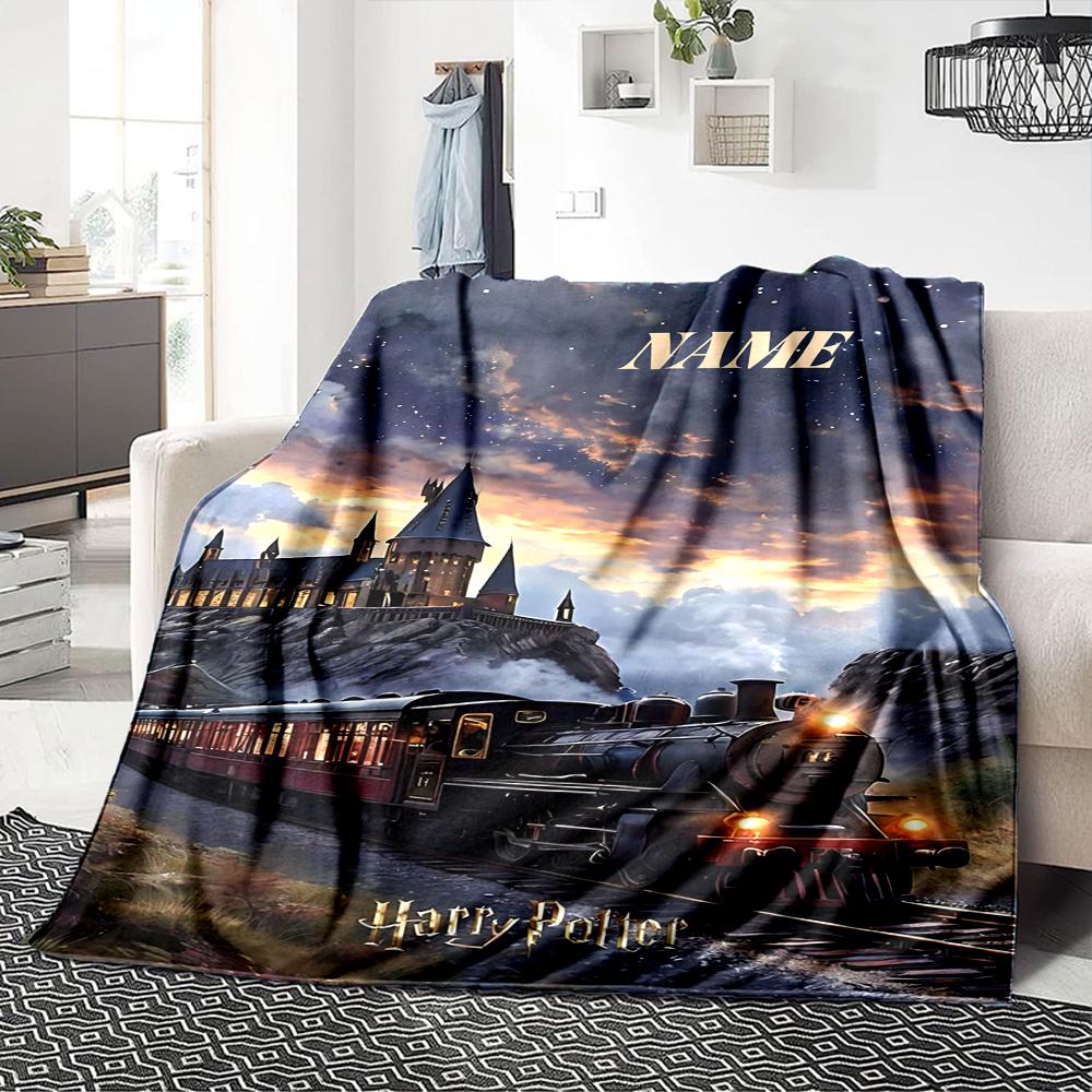 Custom Name Hogwarts Express Journey blanket for Couch & Bed, Plush Cozy Fuzzy Blanket Super Soft & Warm Blankets for Fall and Winter. 090892