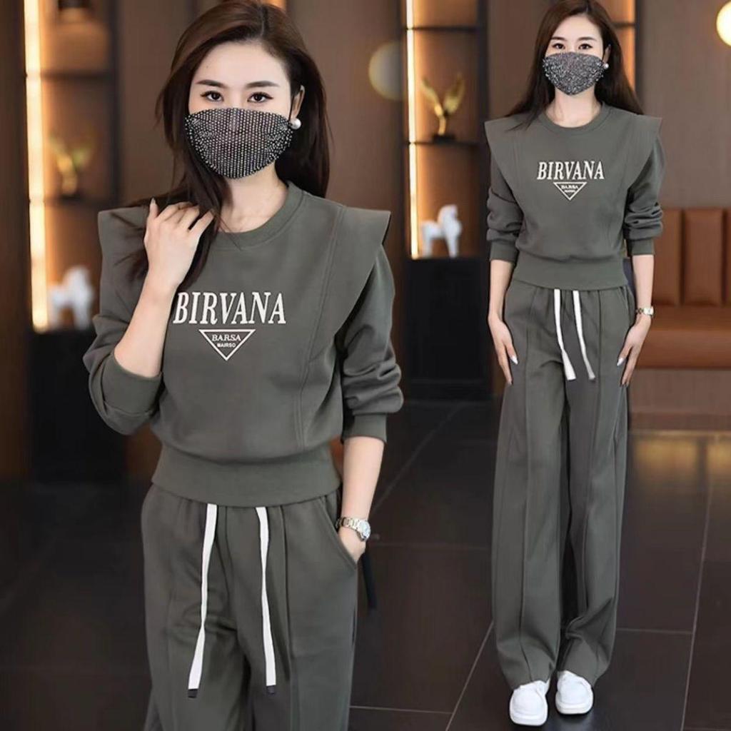 Женский повседневный спортивный костюм — новый весенне-осенний дизайн с рукавами-крылышками и широкими брюками, комплект из двух предметов в стиле знаменитостей