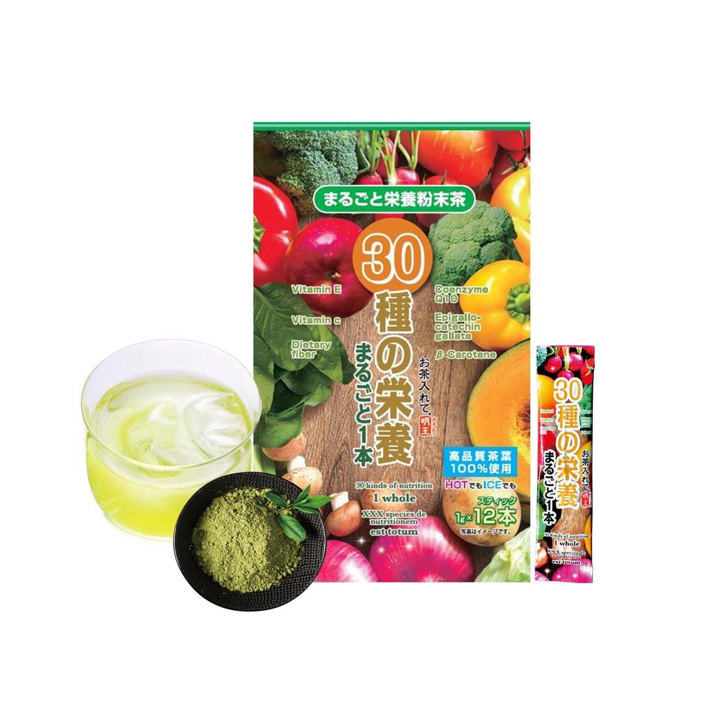 Kenkou Honpo Powdered Green Tea, Ocha Irete Myo-o [30 Types of Nutrients 1g X 12 Sticks Powder Type] Healthy Tea, Made In Japan, Kakegawa, Shizuoka