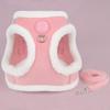 Ranboer Pet Cozy Corduroy Harness Set, Pink