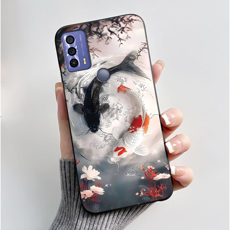 New Design Case For TCL 20B (6159K) Fashionable Black Love Pattern Shockproof Protective Cover Soft Silicone Black Case