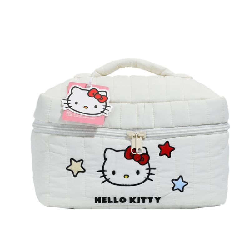 Sanrio Hello Kitty Tote Bag Sweet Cute Fashion Versatile High-Value Student Convenient Nylon Travel Storage Bag Women bags White Blue Pink 3101-1328-1