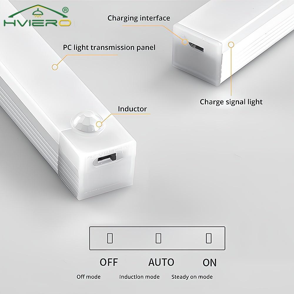 Датчик движения Ночники Беспроводной светодиодный светильник USB Перезаряжаемый Магнитный Для Гардеробной Комнаты Кухни Прохода Трубка Детектор Лампа