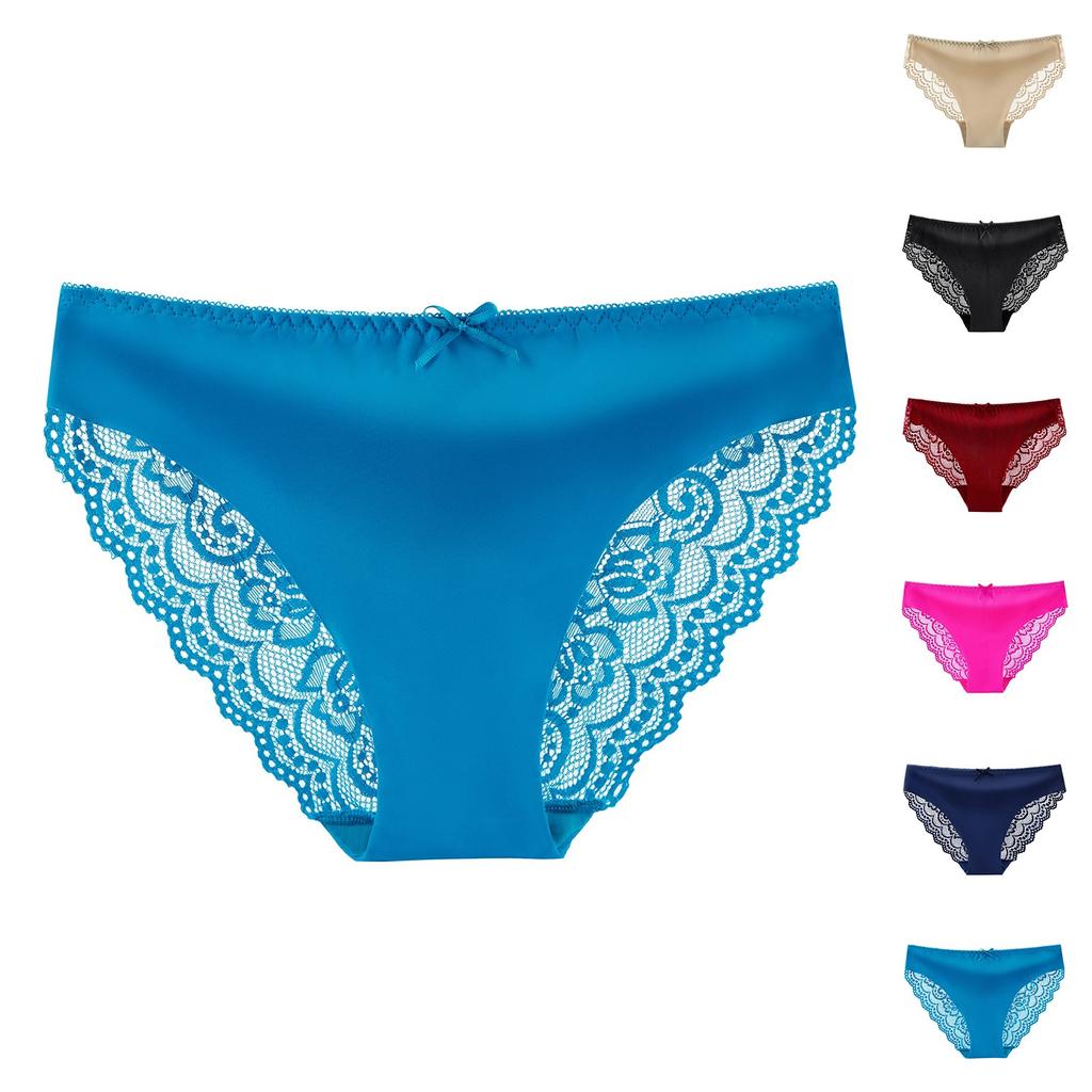 Women's Solid Color Lace Sexy Low Waist Seamless Breathable Bow Panties