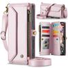 CaseMe (C36) Кошелек-чехол через плечо для iPhone 13 14 15 16 Pro Max с молнией, ремешком на запястье, многофункциональный, книжка, из ПУ кожи, с отделениями для карт, чехол-защита