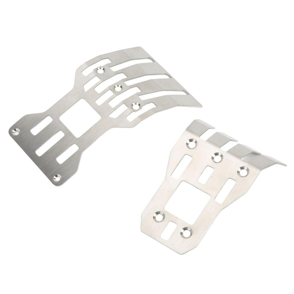 2Pcs RC Front Rear Chassis Skid Plates Stainless Steel Silver Armor Protection Plate RC Accessories