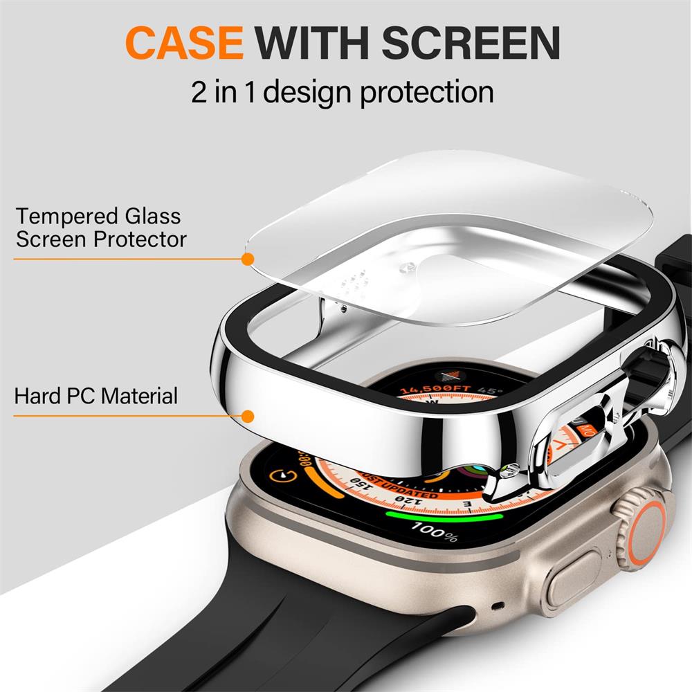 Waterproof Case for Apple Watch Ultra Screen Protector Case 49mm Straight Edge Cover iWatch series 8 SE 7 9 45mm 41mm 44mm 40mm