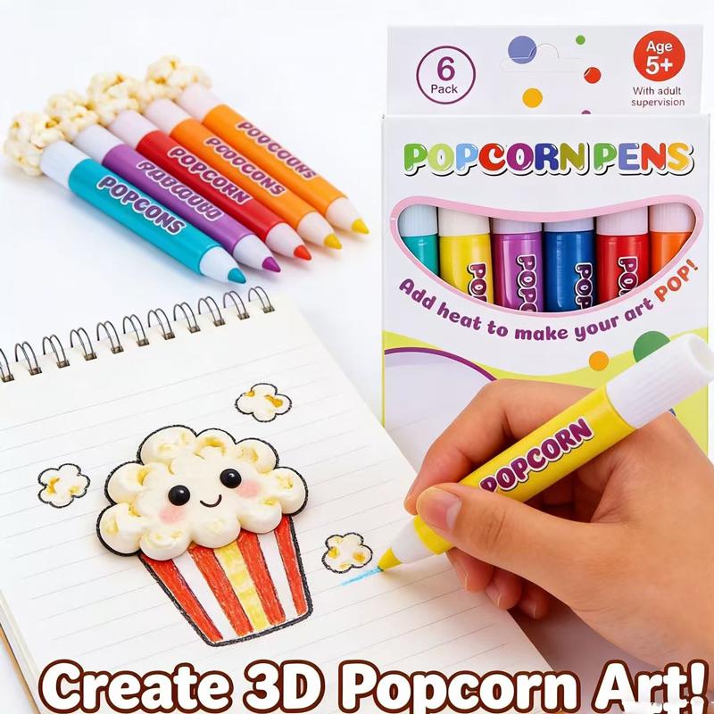 Волшебные попкорн-ручки 6 цветов, активируемые теплом, 3D объемные маркеры-ручки, ручка-пузырь для детского рисования, DIY, поделки, маркер, школа