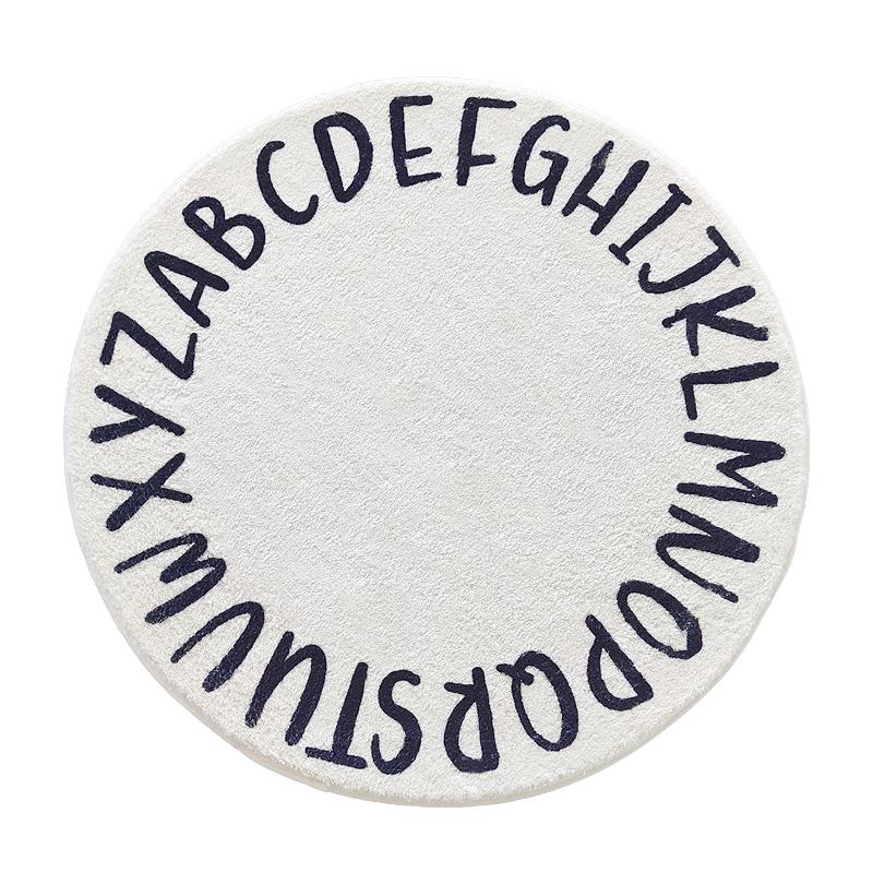 Nordic Round Cartoon Carpet Home Bedroom Bedside Children Room Cute Letters Simple Thicked Plush Covers Sofa Coffee Table Covers