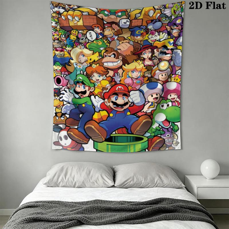 Mario Wall Tapestry Aesthetic Wall Hanging Printed Fabric Blanket Decorative Tapestries for Bedroom Living Room Home Decor
