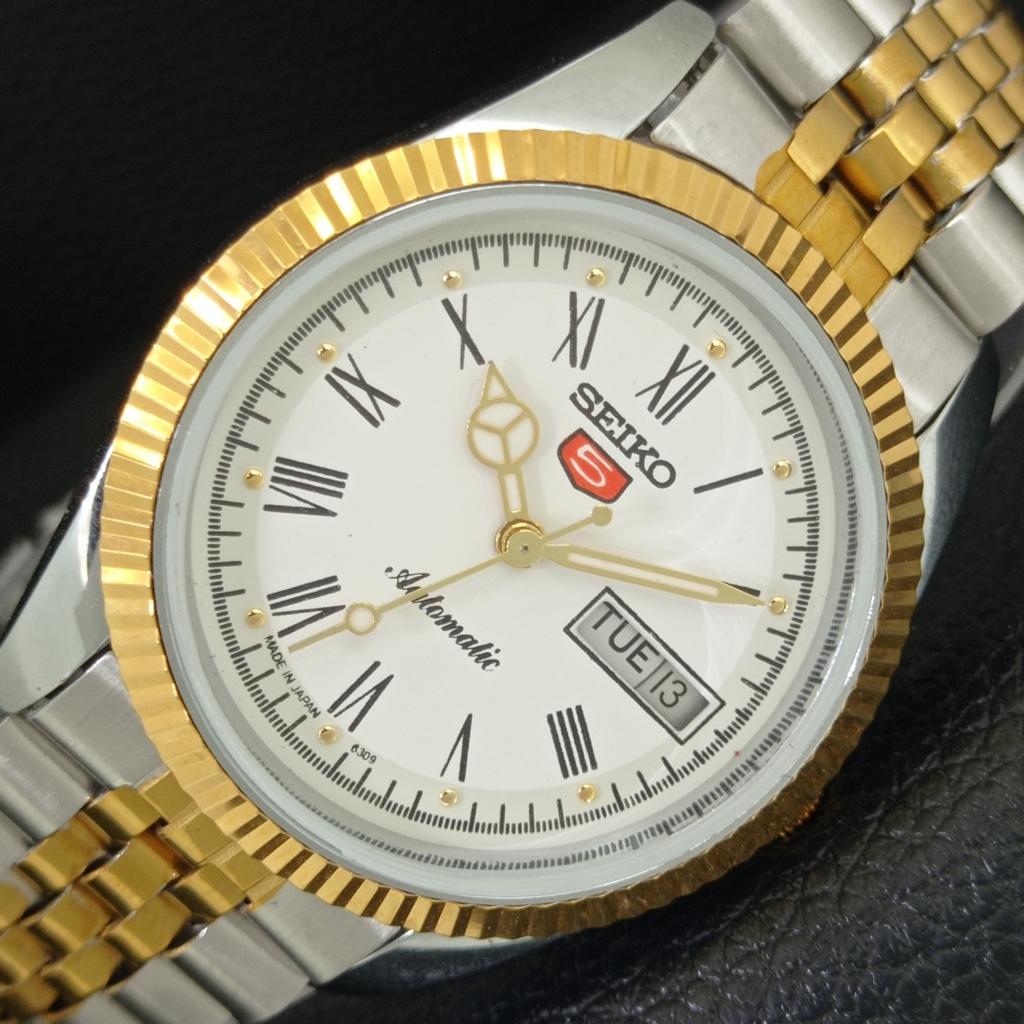 АВТОМАТИЧЕСКИЕ ВИНТАЖНЫЕ ОТРЕСТАВРИРОВАННЫЕ МУЖСКИЕ ЧАСЫ SEIKO 5 ЯПОНИЯ БЕЛЫЙ ЦИФЕРБЛАТ a443186-1
