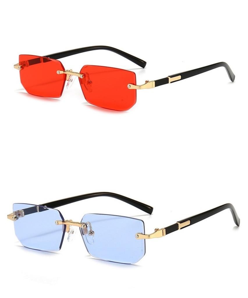 Trendy Rimless Rectangle Sunglasses Frameless Fashion Shades Punk Sunglasses Gradient Men Women UV400 Eyewear Driving