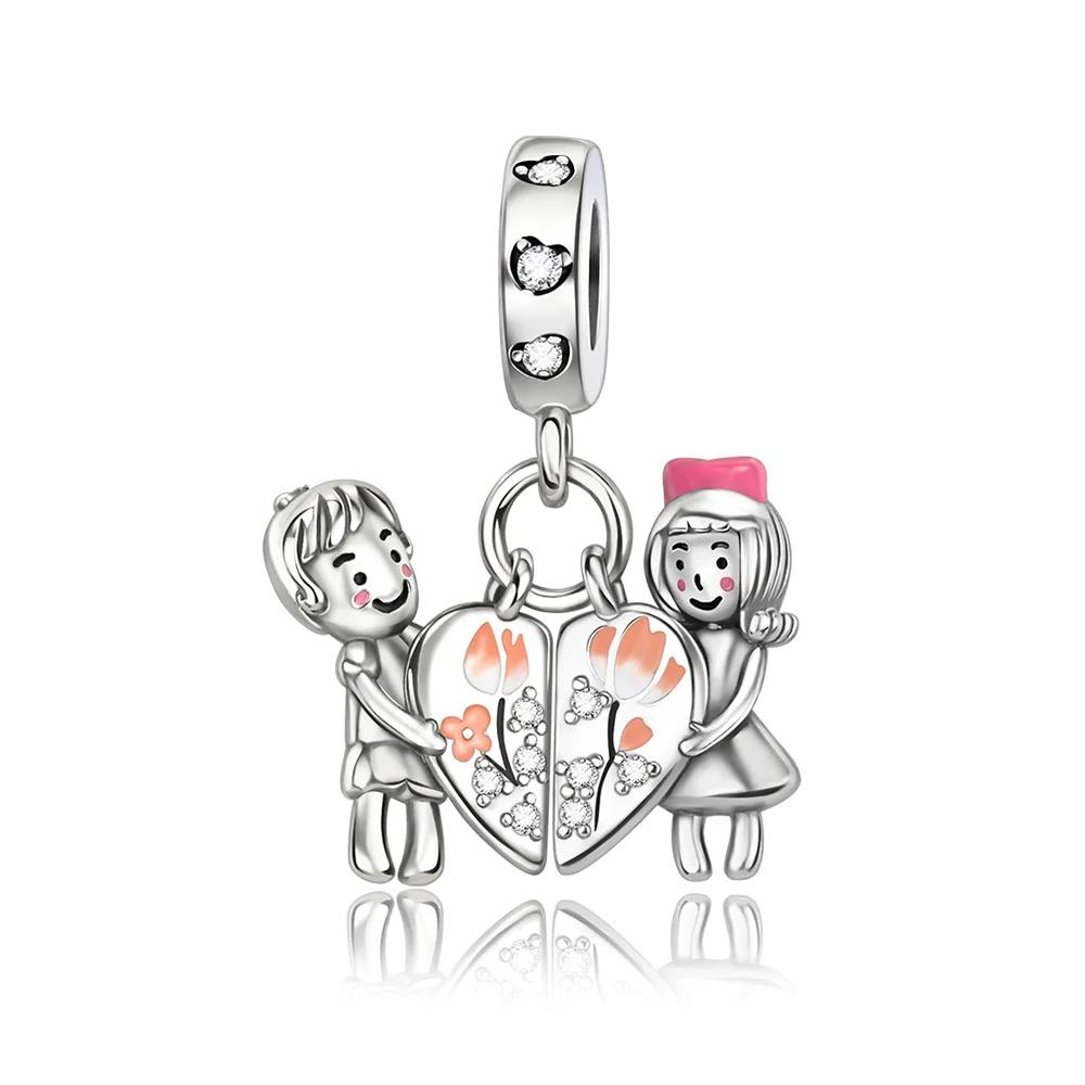 Милые медные подвески-шармы в форме сердца «Материнская любовь» подходят для оригинального браслета, бусина «Семейное дерево», сделай сам, изящные украшения, подарок на Новый год