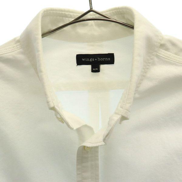 Wings+horns Рубашка с длинным рукавом на пуговицах M белая Мужская Б/у