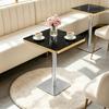 Square Dining Table UV Panel Marble Look Metal Frame Modern