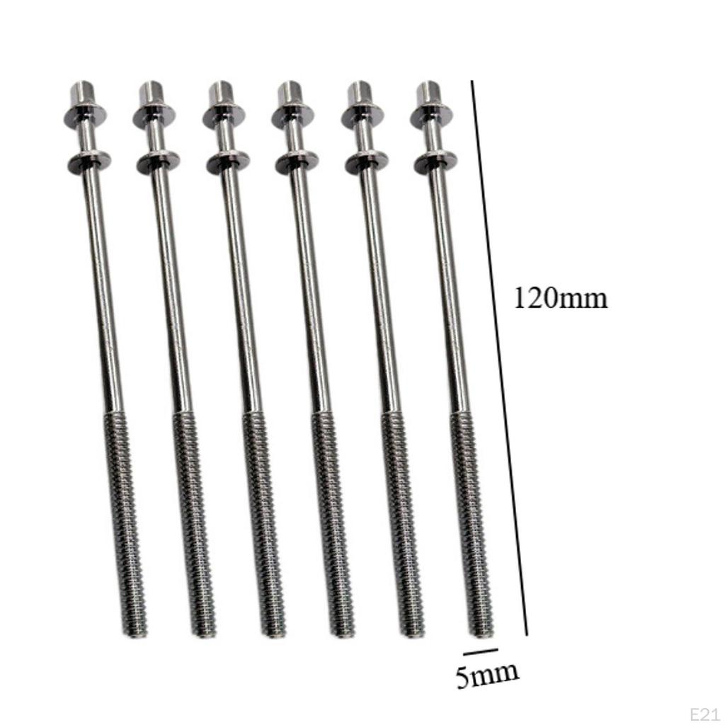 6 Pieces Drum Tension Rods Lug Bolts Screws for Percussion