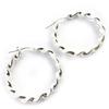 [M8990] - Silver 'Twisted' Hoop Earrings 3 Cm 4 Mm