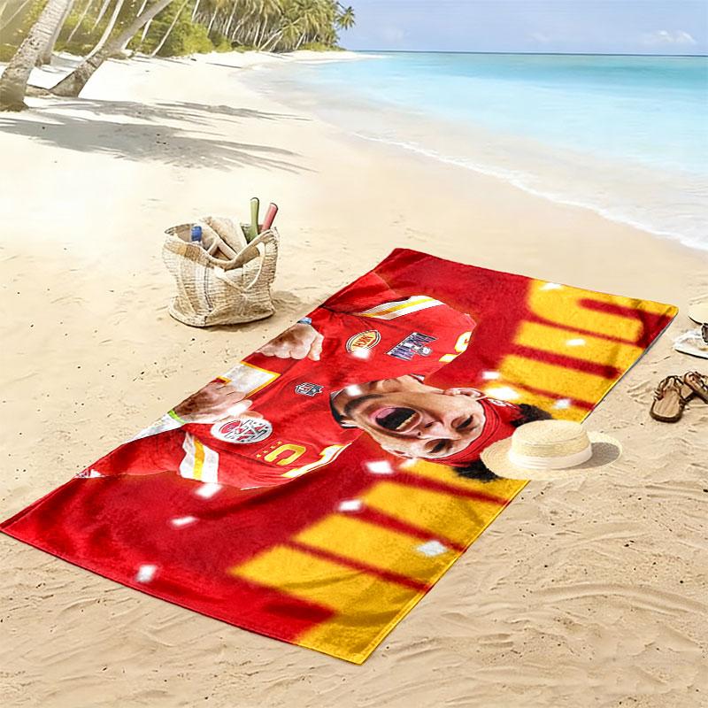 Patrick Mahomes Print Beach Towel, Large Soft Quick Dry Towel for Beach Camping Swimming
