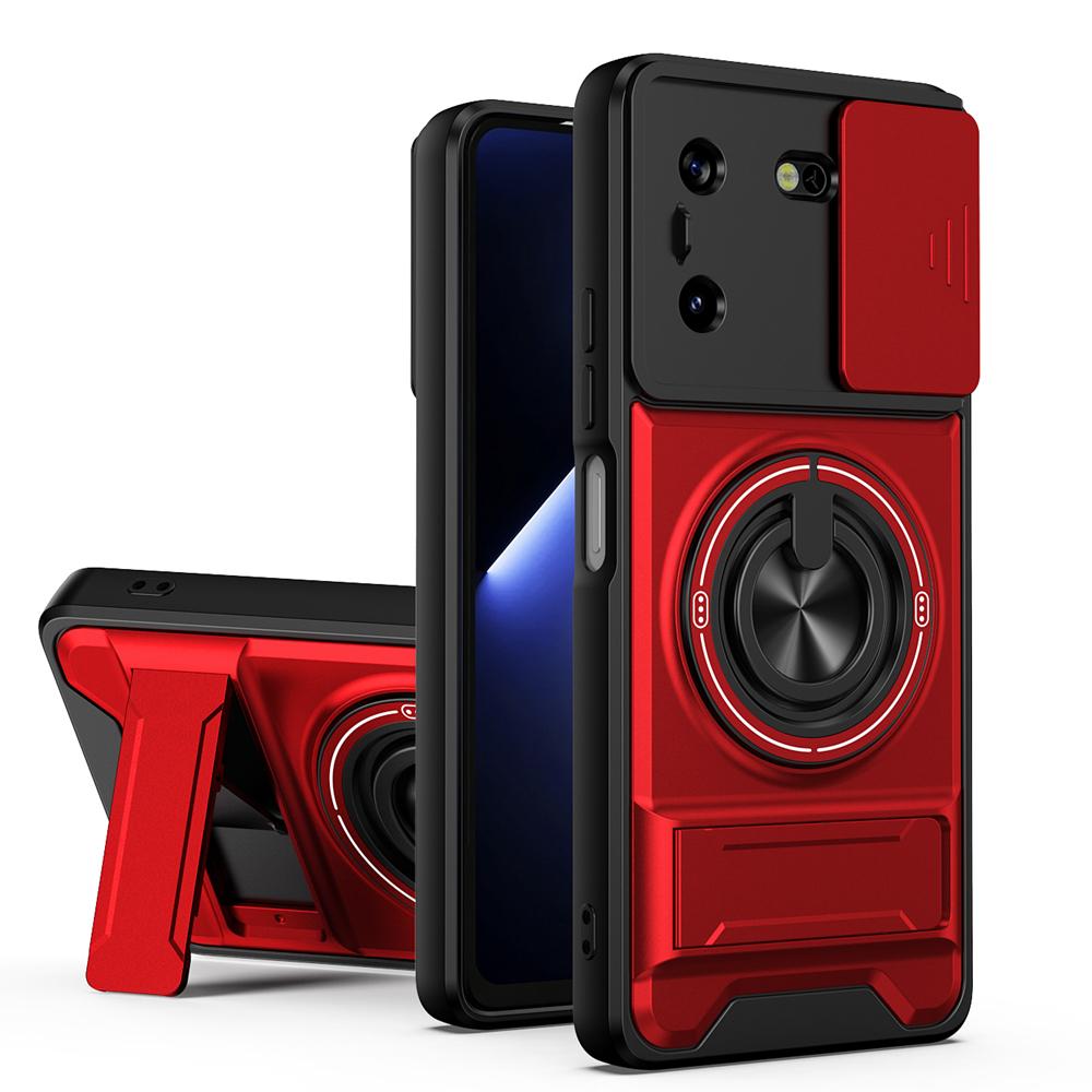 KEYSION Magnetic Phone Case for TECNO Pova 5 5 Pro 5G Slide Camera Lens Protection Upright Kickstand Ring Shockproof Back Cover