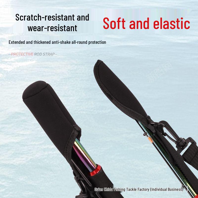 Портативный чехол для рыболовной удочки с защитным колпачком для приманки и ремешком на липучке.