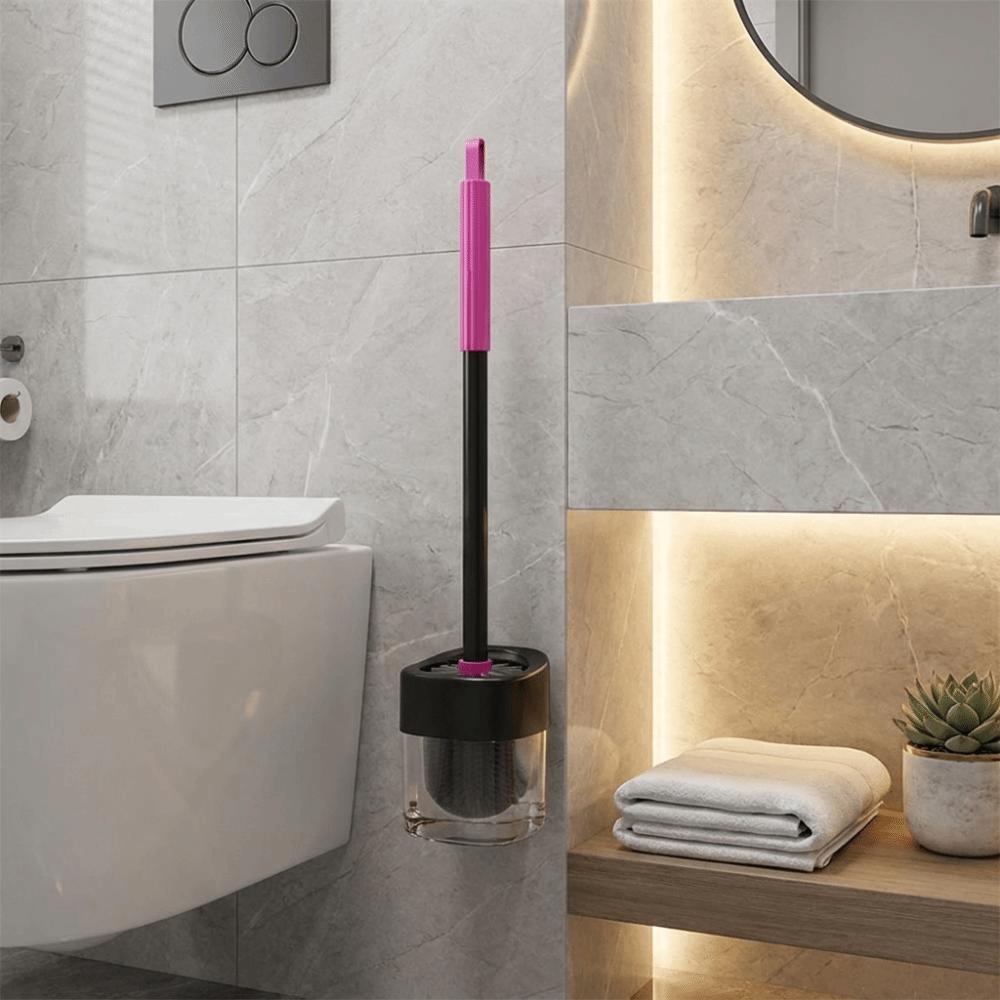 Groove Design Toilet Brush Punch-Free Wall Mount Brush Practical Cleaning Brush Bathroom Cleaning
