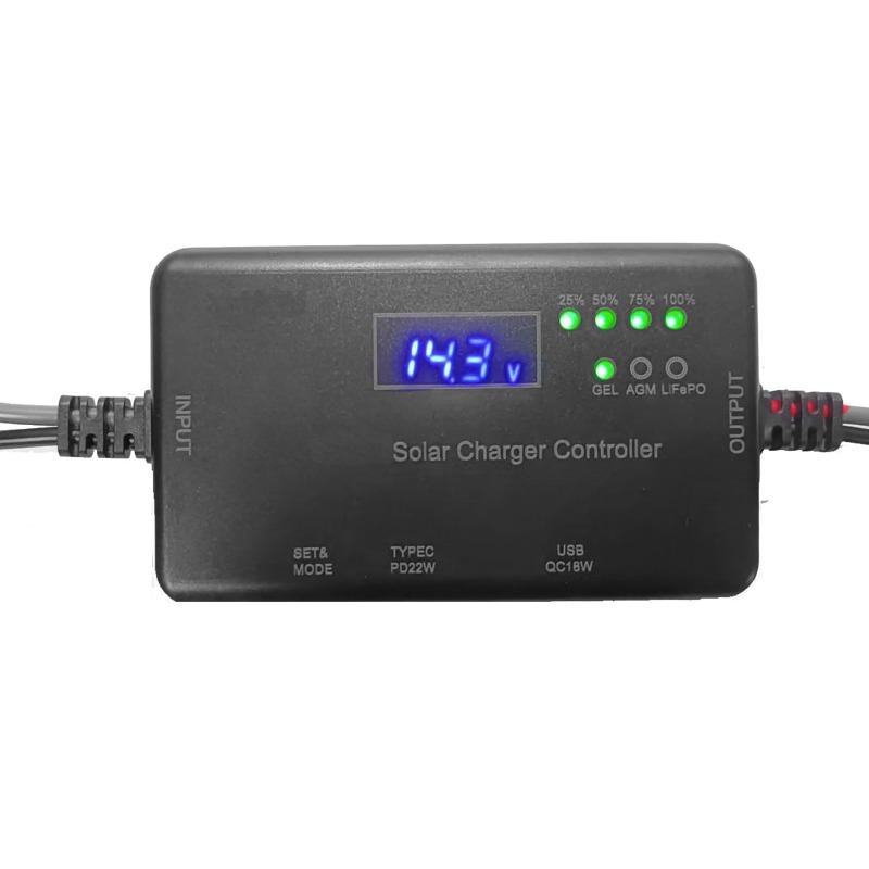 MPPT контроллер заряда солнечных панелей с входом Type-C и USB-выходом 10A 12V, Солнечный фотоэлектрический контроллер для аккумуляторов AGM, Lifepo