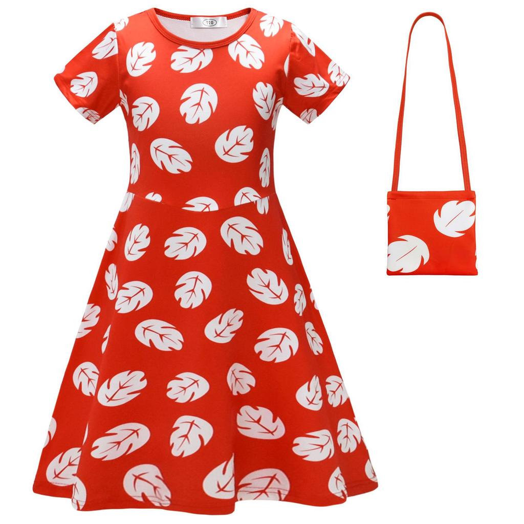 New Star Baby Lilo And Stitch Lilo Cos Girls Short Sleeve Dress + Bag