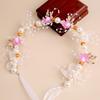 Imitated Pearl Flower Hair Hoop Ribbon Wedding Headwear Elegant Bride Hair Jewelry Women