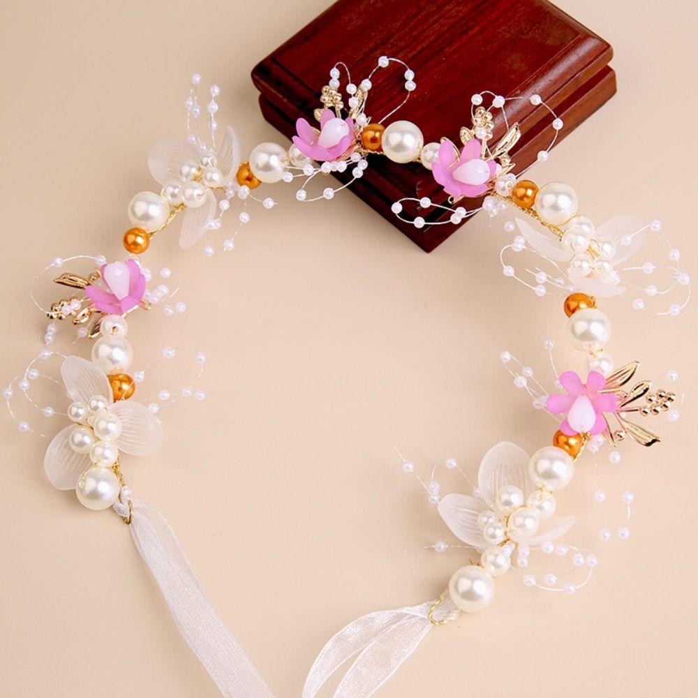 Ribbon Bride Hair Jewelry Hair Ornaments Wedding Headwear Flower Hair Hoop Bridal Headwear