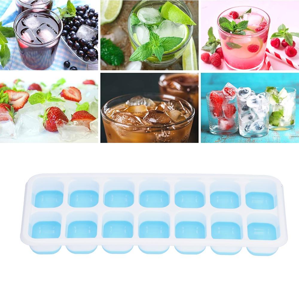 2pcs Food Grade Silicone Ice Cube Tray Removable Lid Freezer Ice Mold Stackable Ice Cube Mold Home
