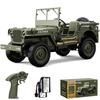 Ritaosan Military RC Car for Kids, Popular 1/10 Scale Large Off-Road Jeep RC Crawler Model, 4WD, Realistic Headlights, 2.4GHz, Two Batteries, Approxim