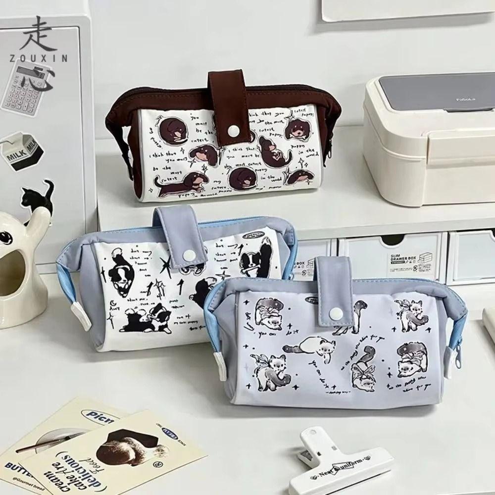 Сумка для ручек с рисунком милой собаки, креативный чехол для хранения канцелярских принадлежностей, школьные принадлежности