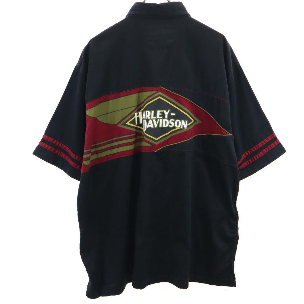 Harley Davidson Back Print Short Sleeve Button Down Shirt XL Black Series Men's Used