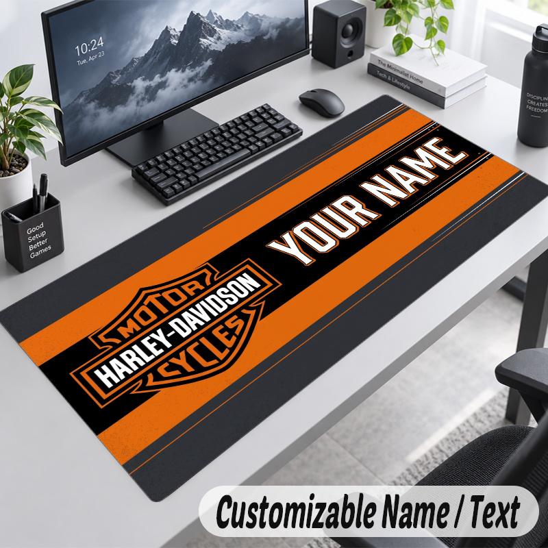 Harley-Davidson Personalized Large Mouse Pad Custom Name Text Extended Desk Mat Gaming Mousepad