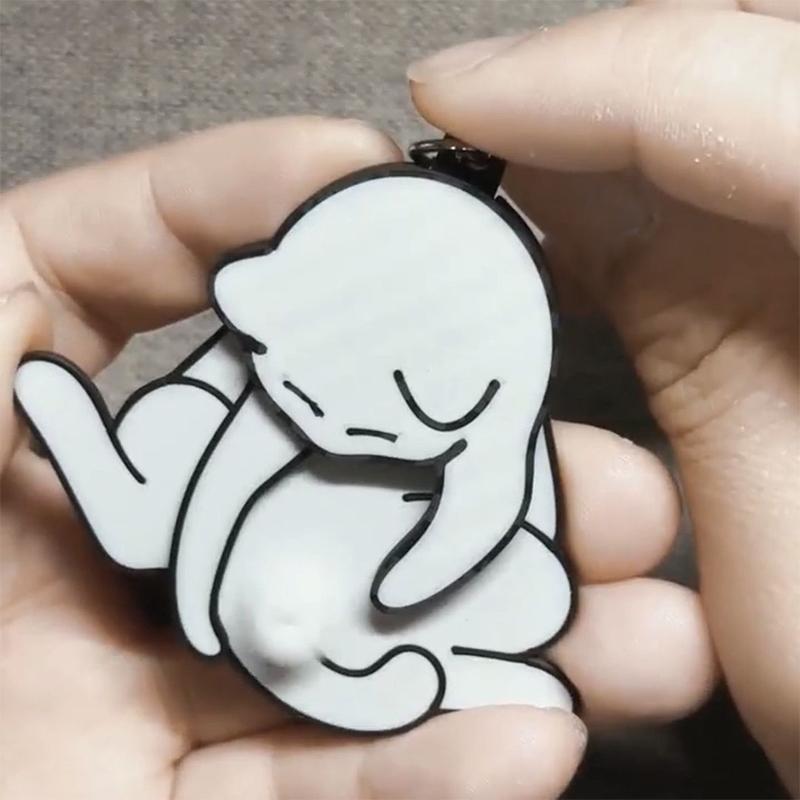 Творческий брелок-подвеска в виде яйца-кошки, милый и забавный вращающийся акриловый брелок для сумки, аксессуар для женщин, брелок для сумки