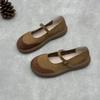 Johnature Женские туфли ручной работы из натуральной кожи в стиле ретро с круглым носком, неглубокие мягкие туфли из воловьей кожи на плоской подошве