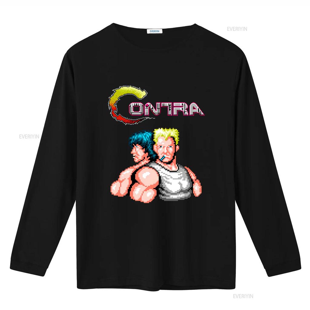 Футболка с изображением экрана игры Contra для NES Famicom 8-битный ретро-дизайн 100% хлопок Доступна в размерах S-5XL винтажная стираная модная графическая
