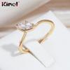 Kinel Shiny Leaf Shaped Natural Zirconia Women's Ring Daily Trendy Jewelry