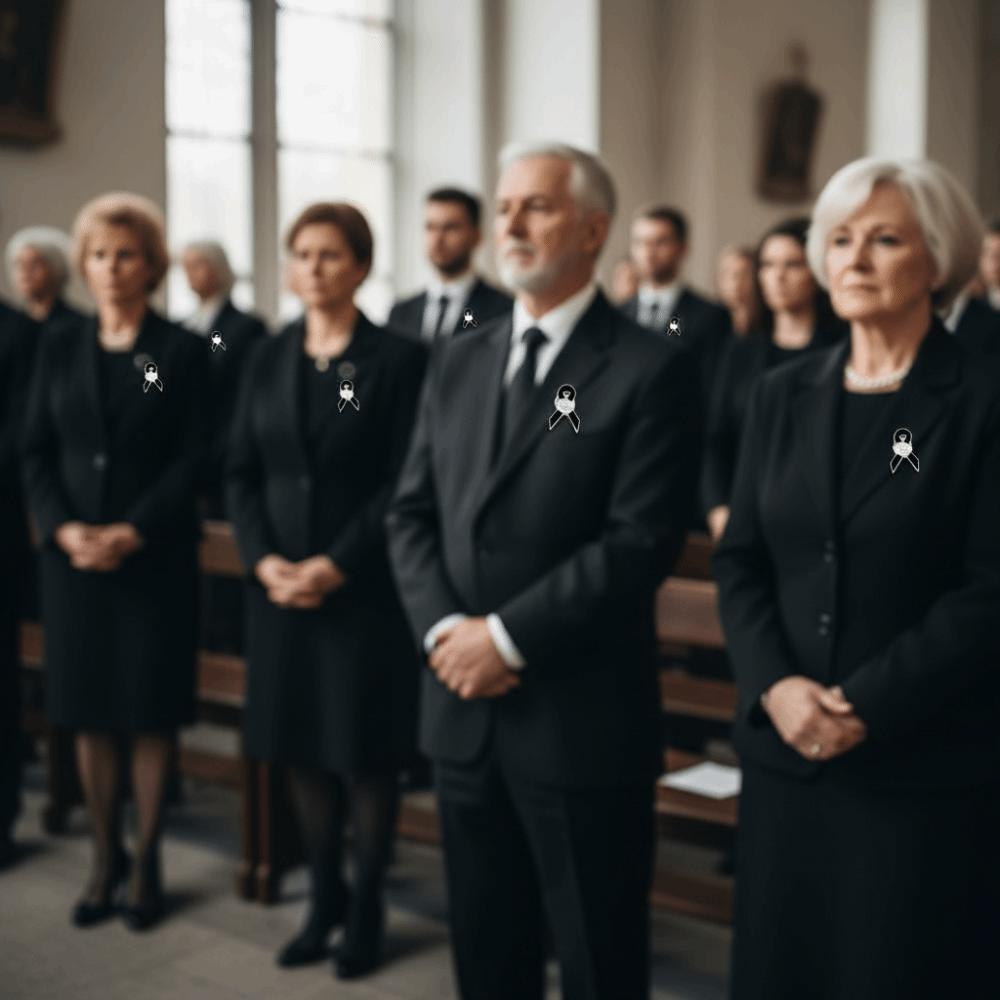 White Funeral Ribbon Badge Brooch Vintage Black Bow Brooch Pin Simple Funerals Memorial Pin  Party