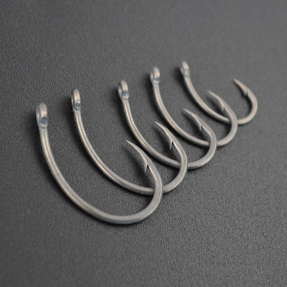 50pcs/pack 8011 Coating High Carbon Fishing Hooks Barbed Hooks Stainless Steel Carp Fishing