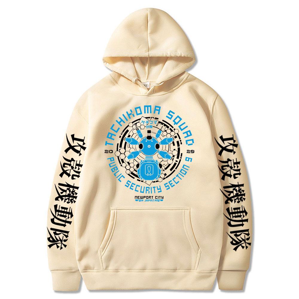 Япония Аниме Ретро Призрак в доспехах Толстовка Мужчины Женщины Длинный рукав Толстовка Gits Манга Tachikoma Squad Walker Robots Streetwear