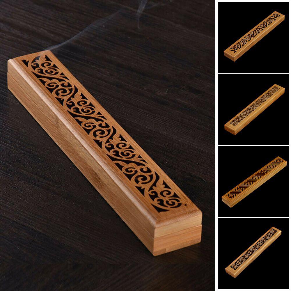 Aromatherapy Desktop Ornament Hollow carved Incense Holder Censer Ash Catcher Bamboo Incense Box